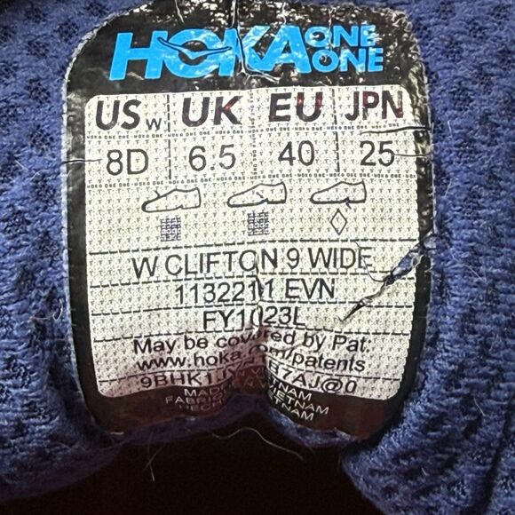 Hoka One One Clifton 9 Women's Size 8D Blue Running Shoes Sneakers 1132211 EVN - Picture 9 of 9